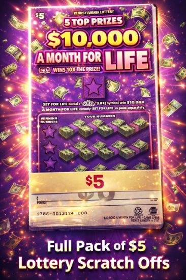 Picture of Full Pack of $5 Lottery Scratch Offs #2