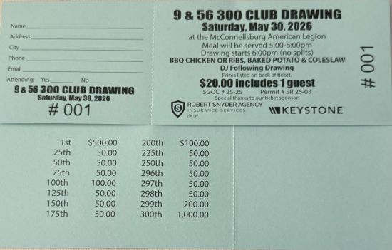 Picture of Co 9 & Co 56 300 Club Drawing Ticket