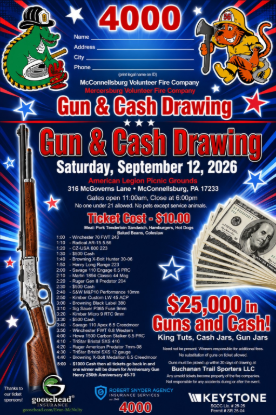 Picture of MMPW Co 9 & McConnellsburg Co 56 Gun & Cash Drawing Ticket