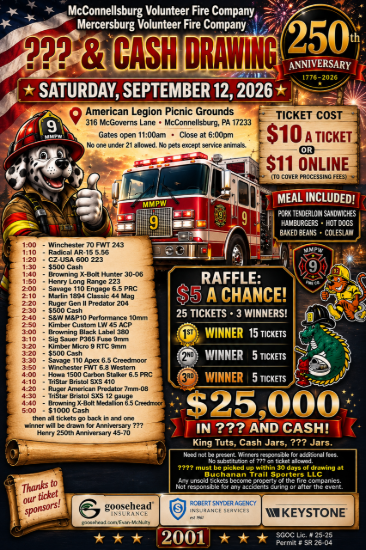 Picture of Co 9 & Co 56 Gun & Cash Drawing Ticket 25 tickets 3 Winners